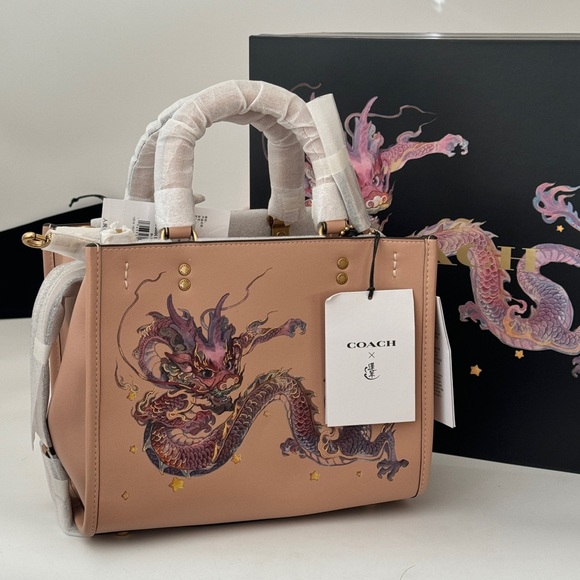Coach Lunar New Year Rogue 25 With Dragon Brass/Buff Muti - Picture 1 of 13